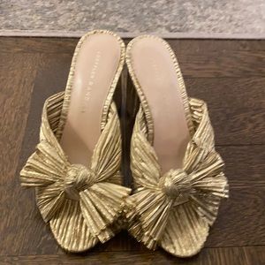Loeffler Randall Gold Penny Knot Mules Size 6